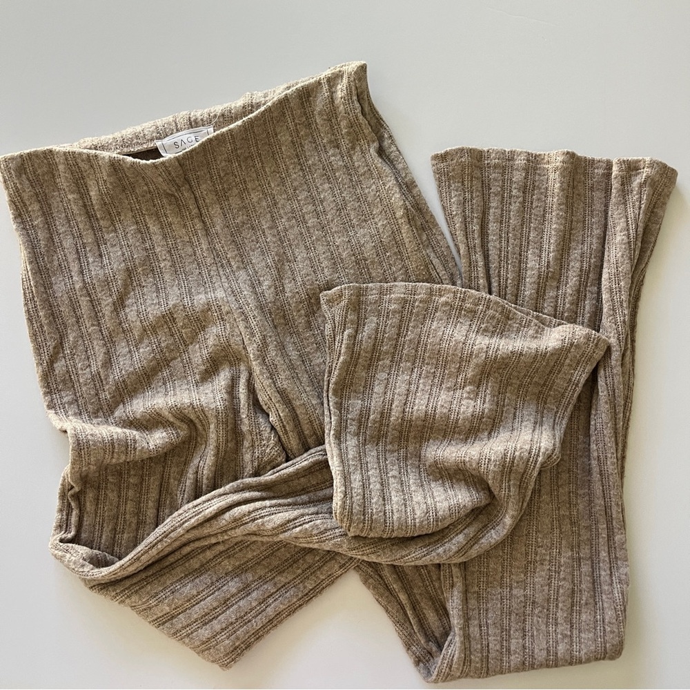 Sage The Label Ribbed Knit Pants Bootcut flare - Picture 2 of 5